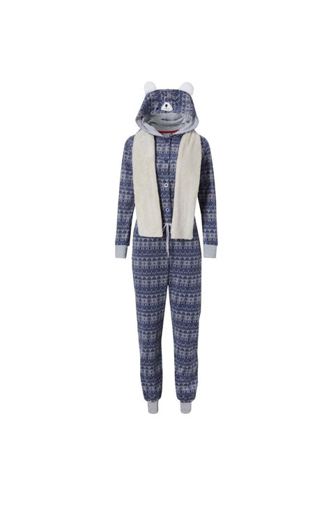 Picture of 21722488 ADULTS FLEECY JUMPSUIT/ONESIE WITH FUR ON COLLAR